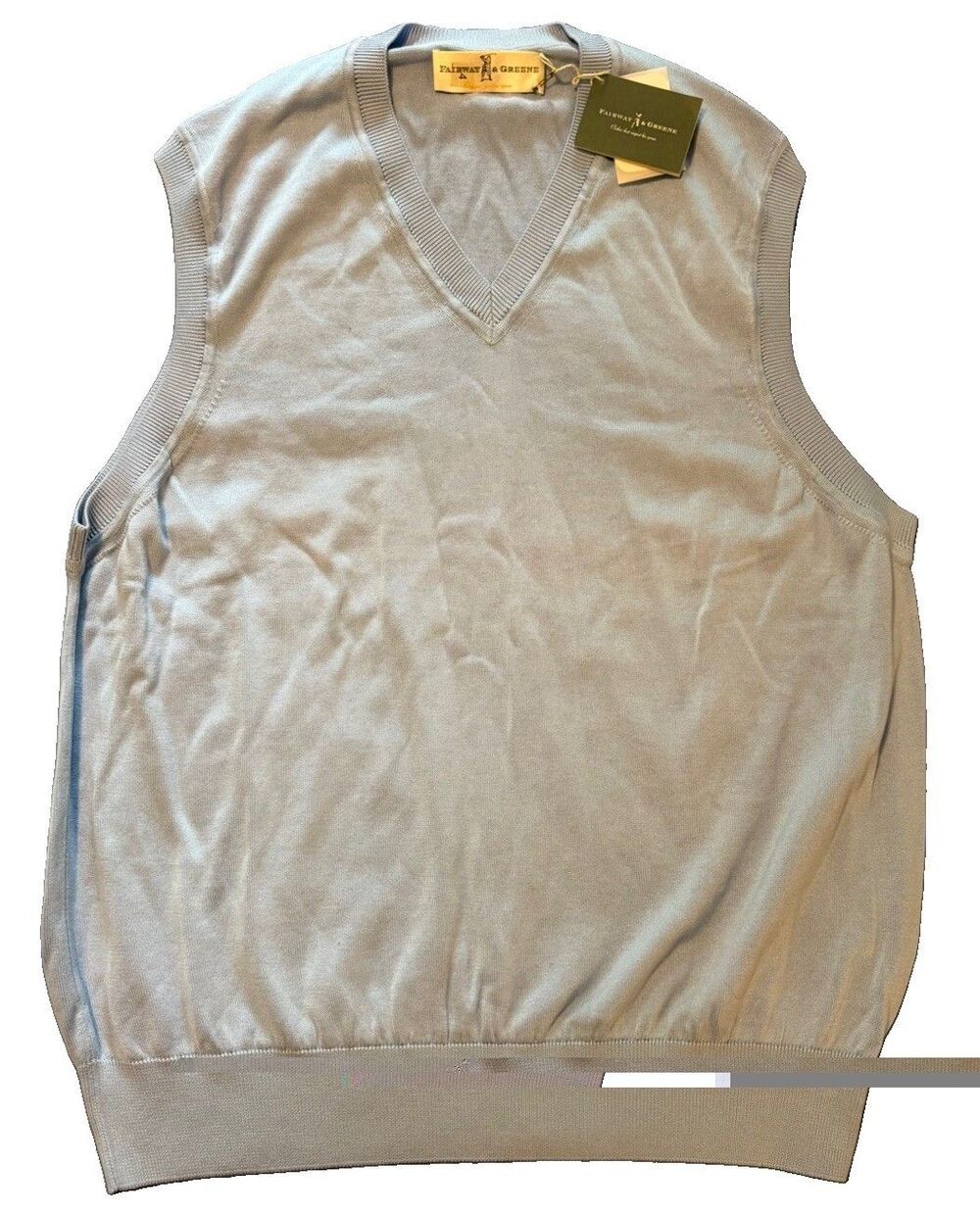 NWT Fairway & Greene Mens Size M Blue Pique Stitch Sleeveless Sweater Golf Vest